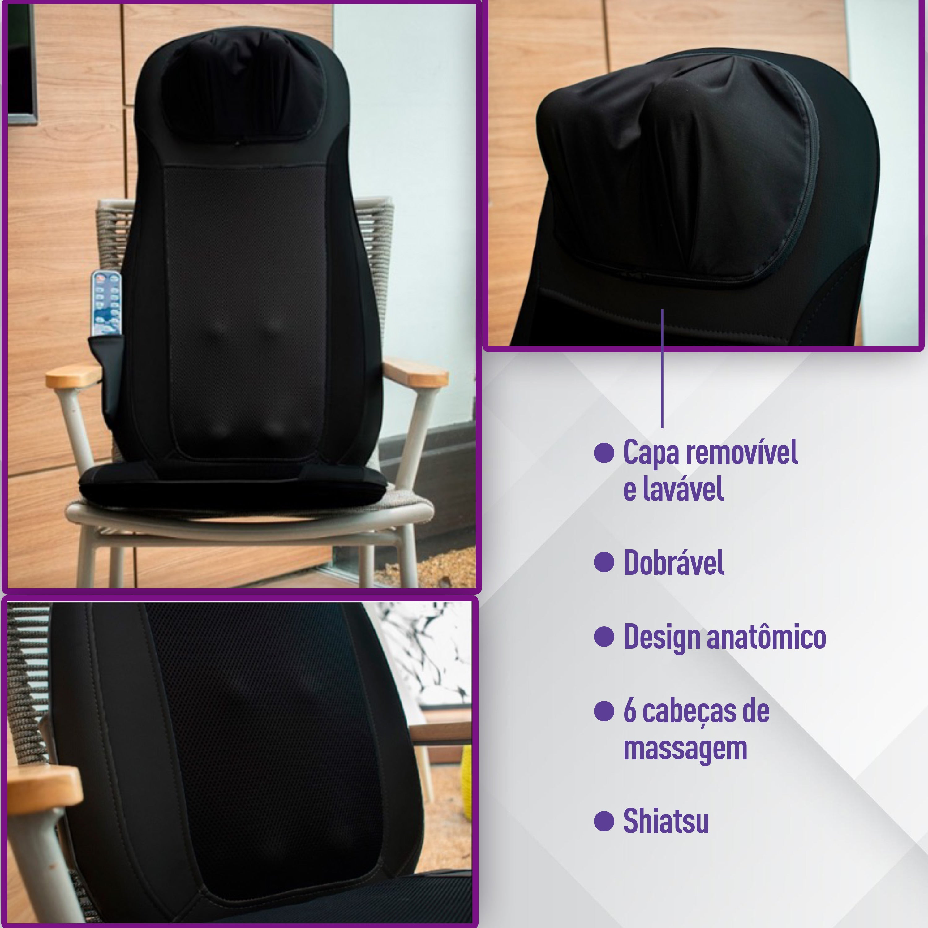 Assento Massageador Shiatsu Neck e Back