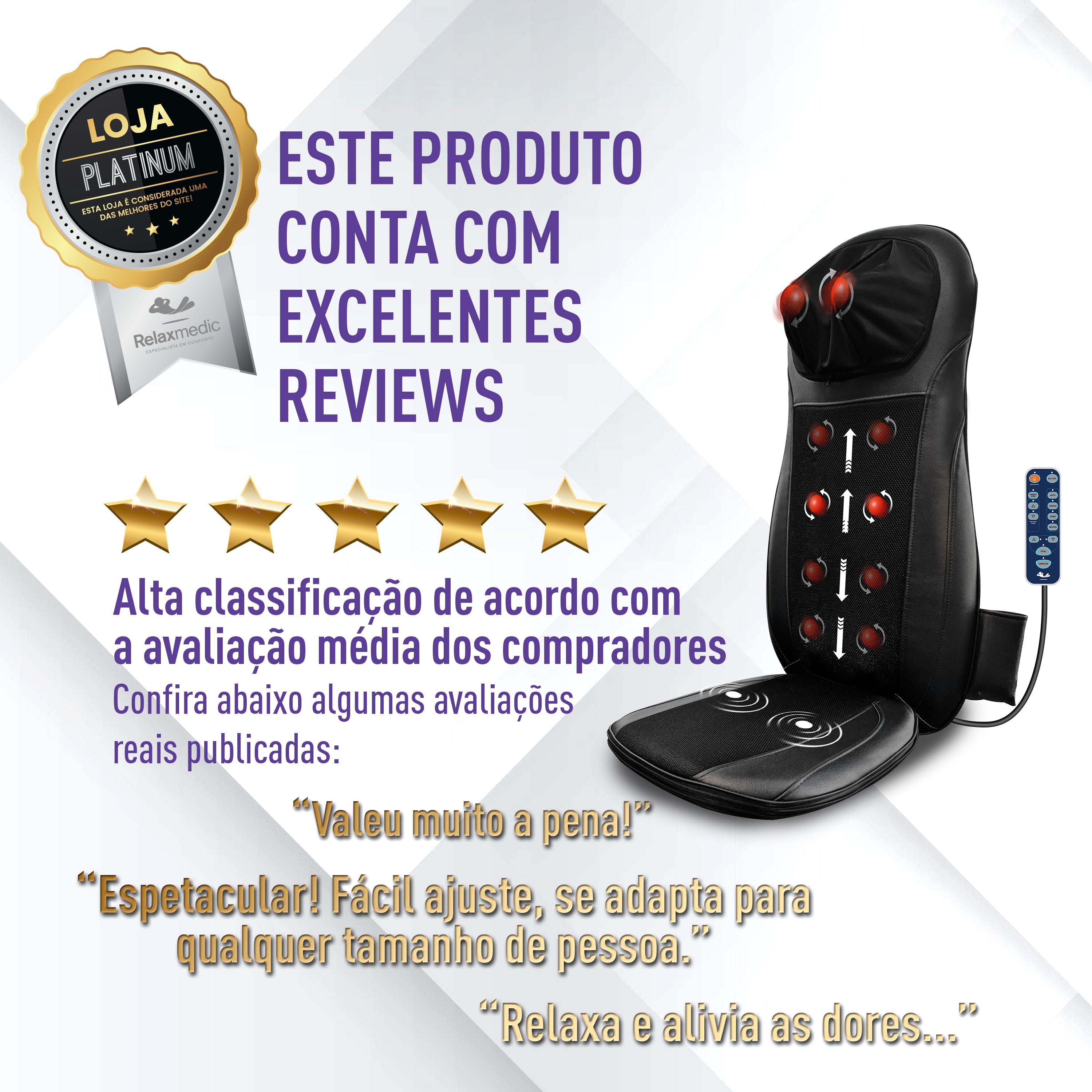 Assento Massageador Shiatsu Neck e Back