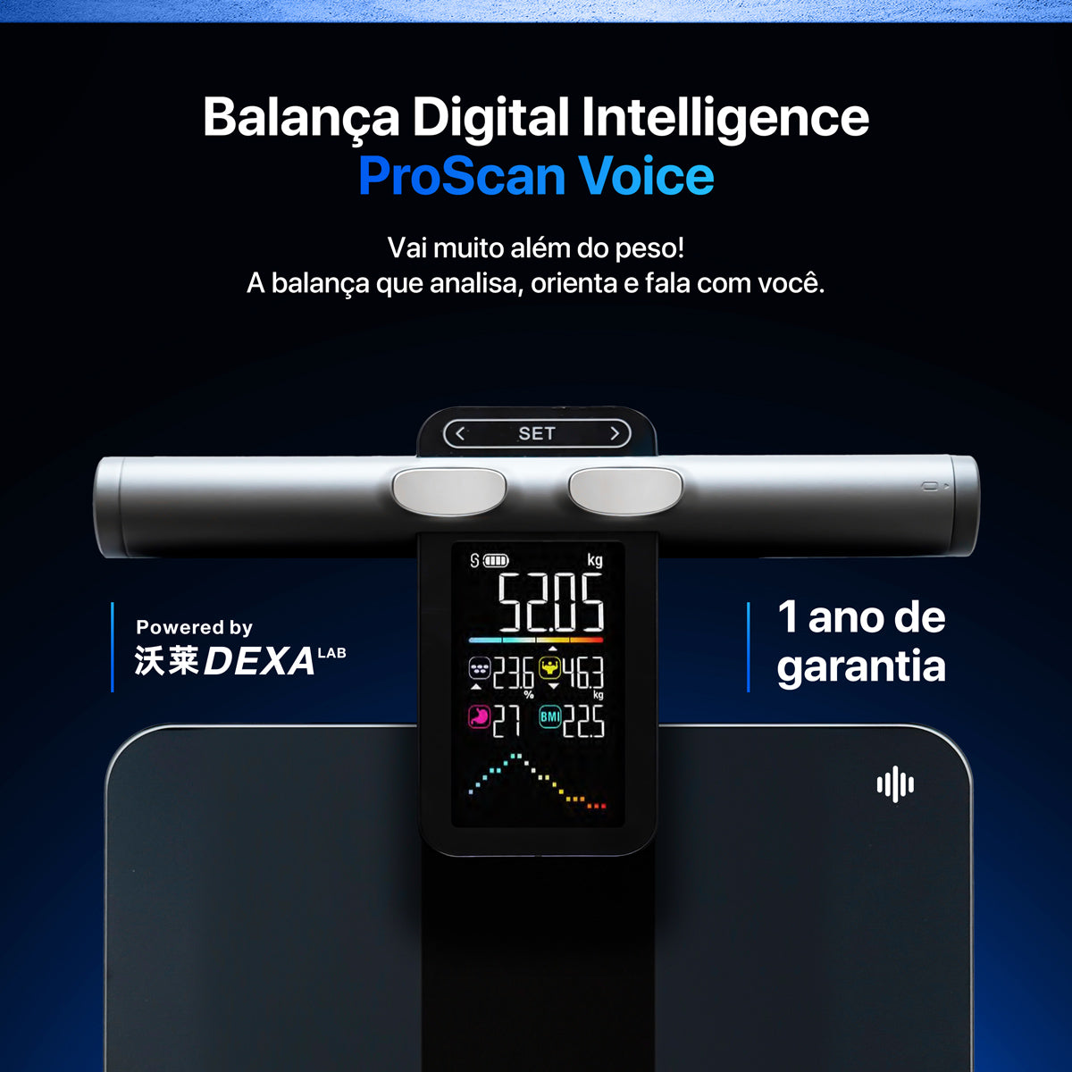 Balança Digital Bioimpedância Intelligence Proscan Voice Azul