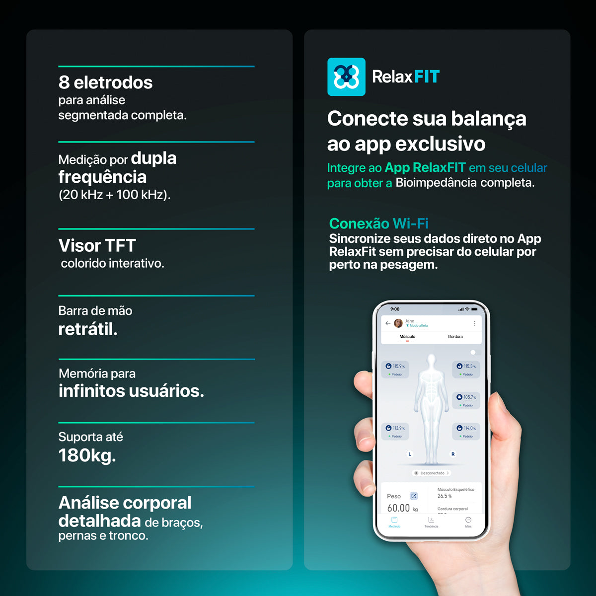 Balança de Bioimpedância Intelligence Bio-X Wi-Fi