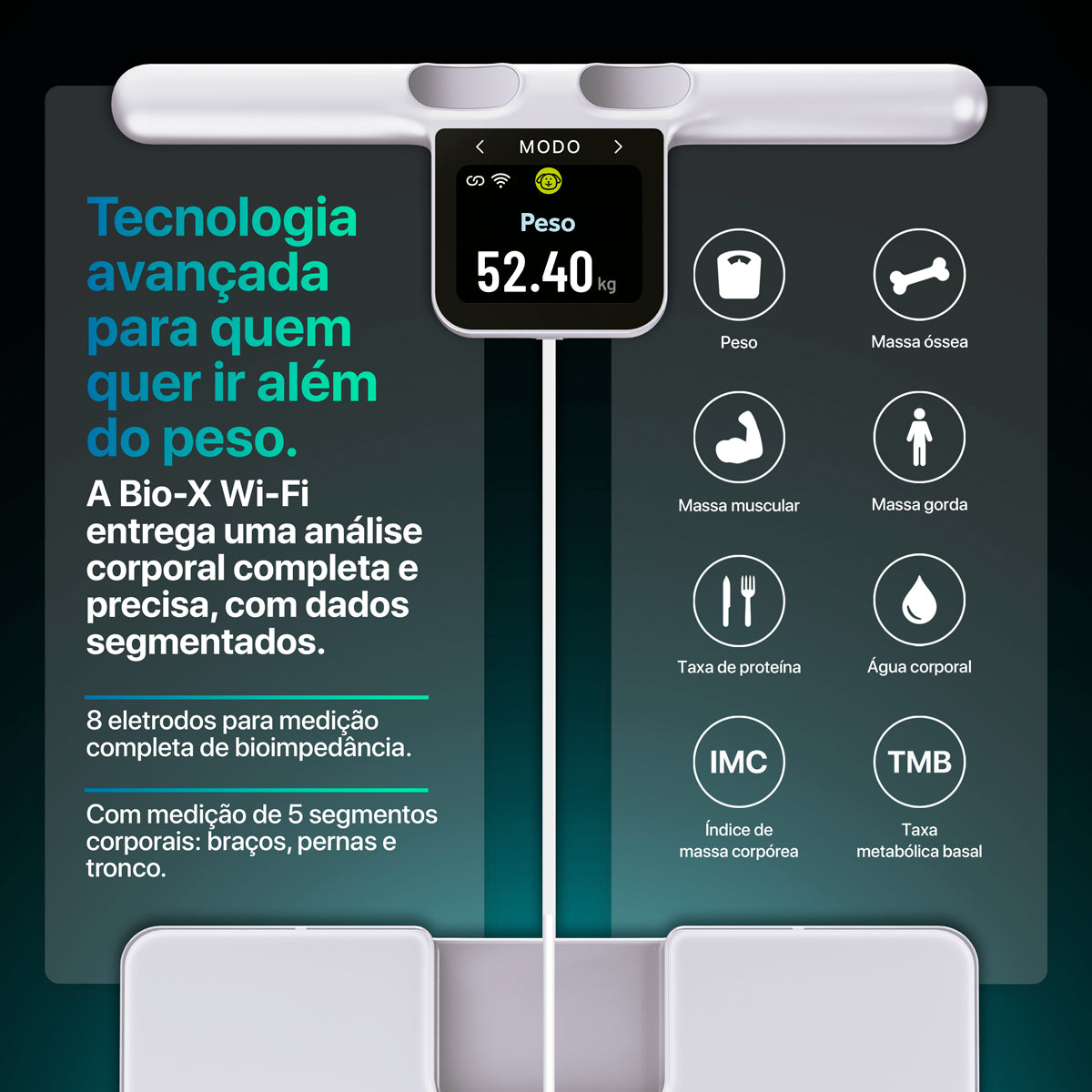 Balança de Bioimpedância Intelligence Bio-X Wi-Fi