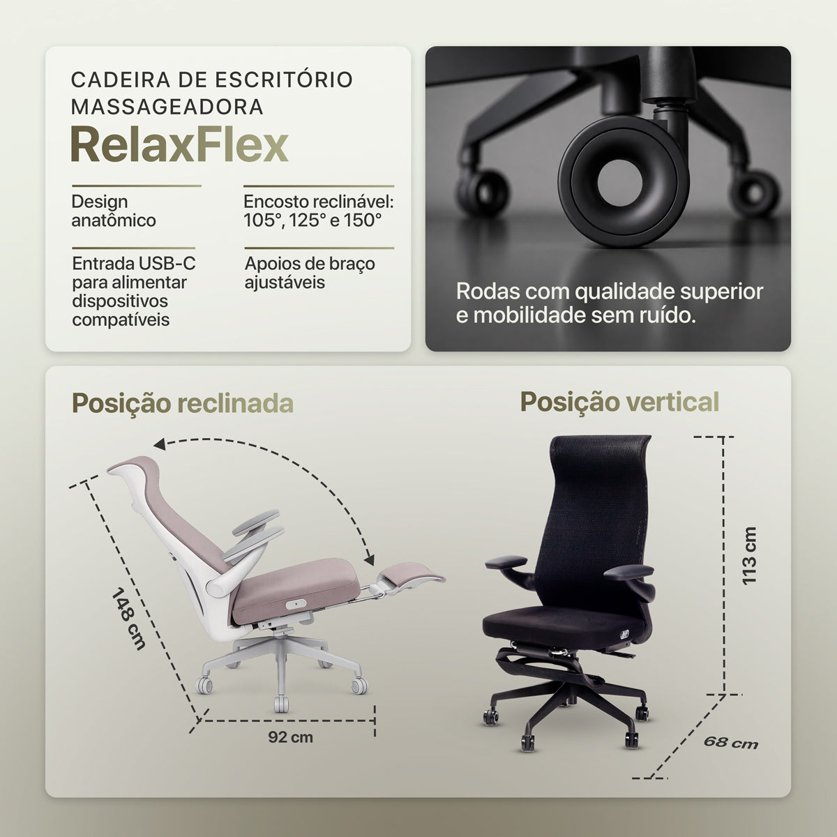 Cadeira de Escritório Massageadora Shiatsu Relaxflex