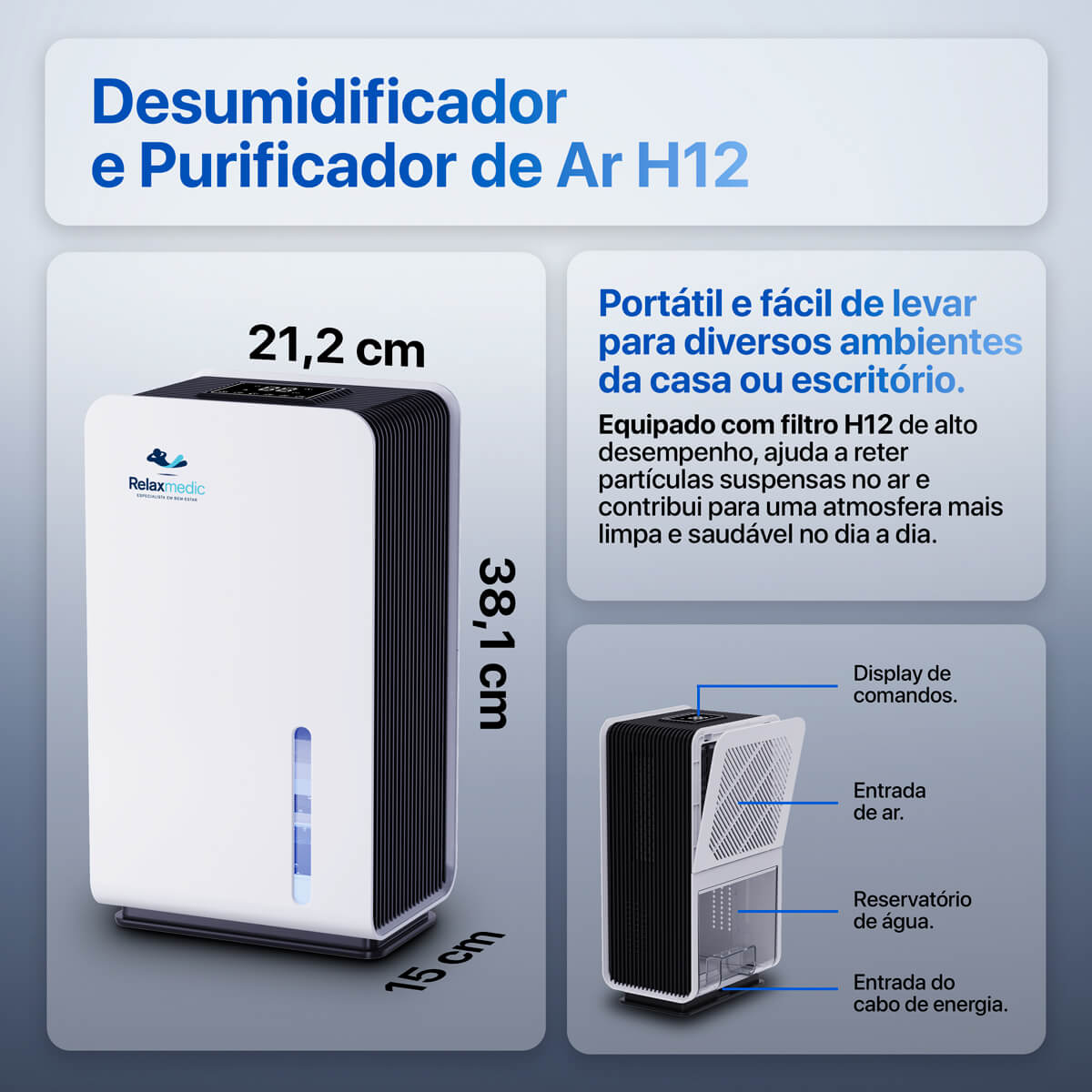 Desumidificador e Purificador de AR H12