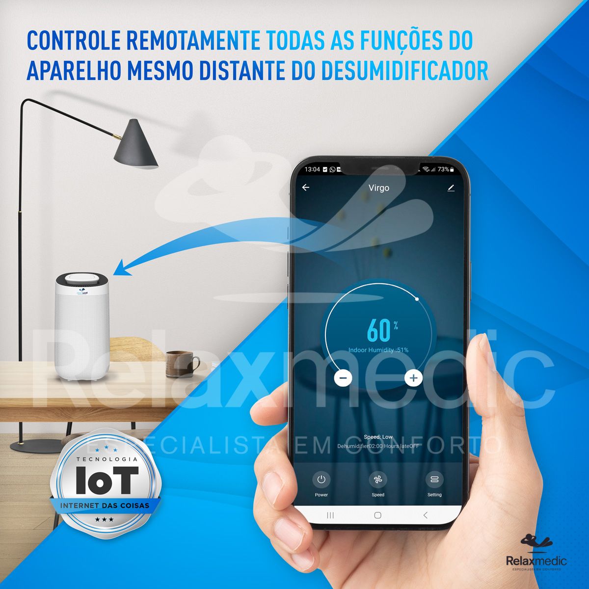 Desumidificador de Ar Compressor Smart Wi-Fi