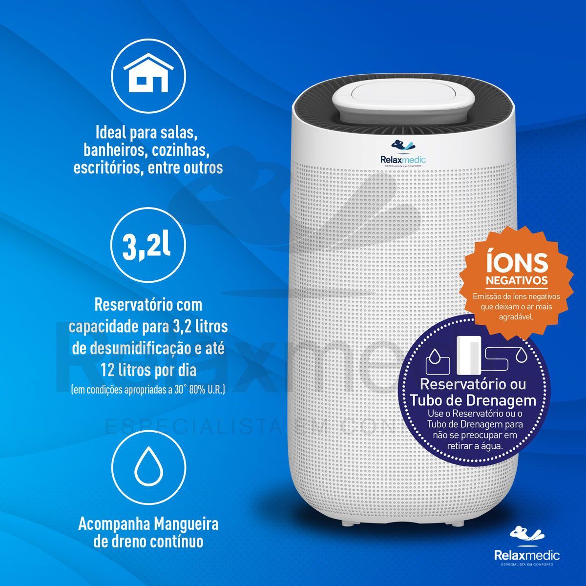 Desumidificador de Ar Compressor Smart Wi-Fi