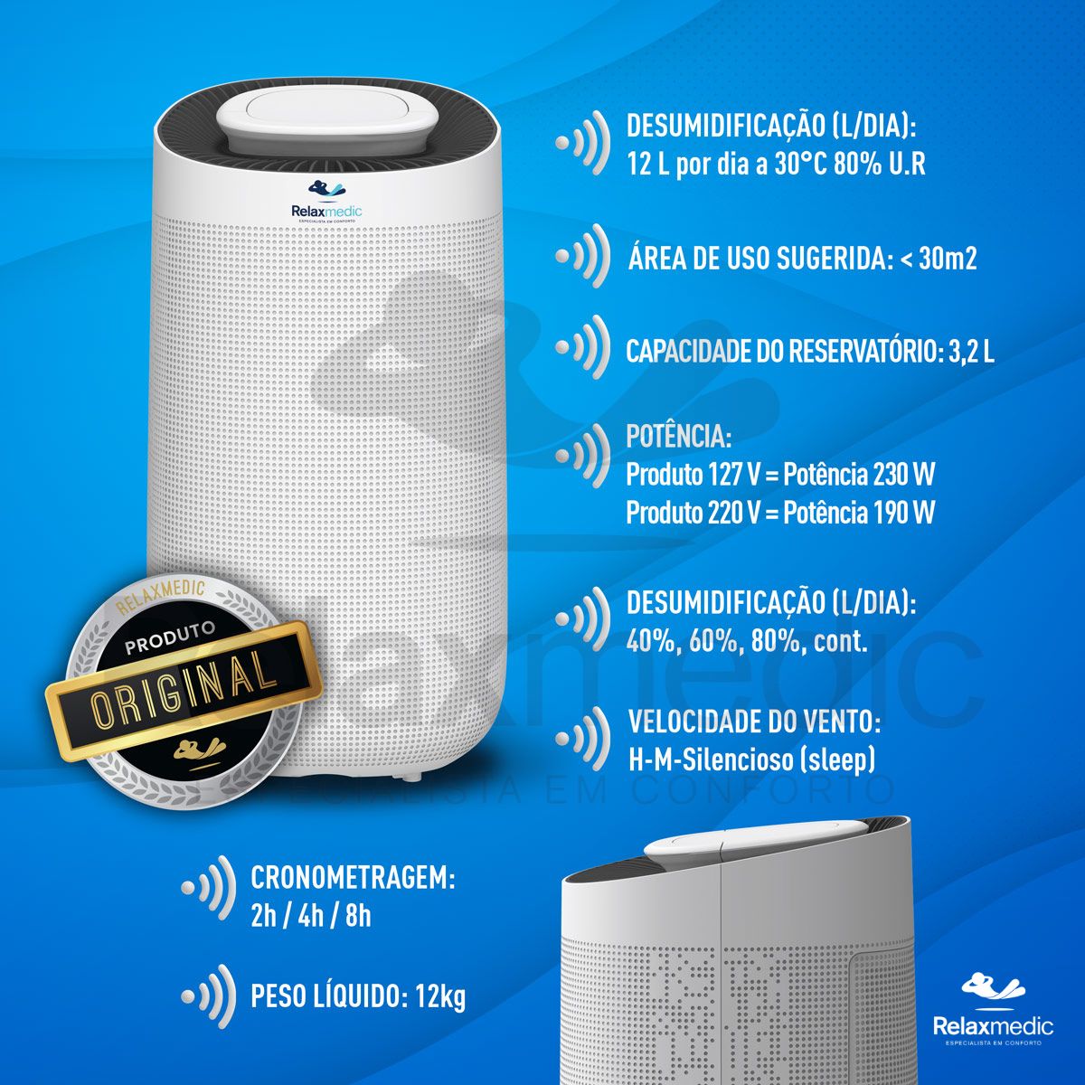 Desumidificador de Ar Compressor Smart Wi-Fi