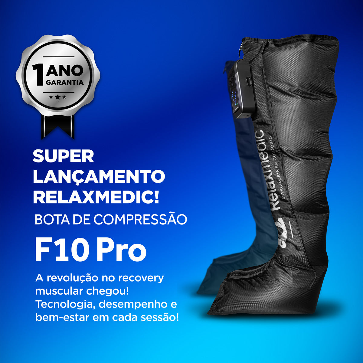 Bota de Compressão Pneumática F10 Pro – Acompanha Bolsa de Transporte