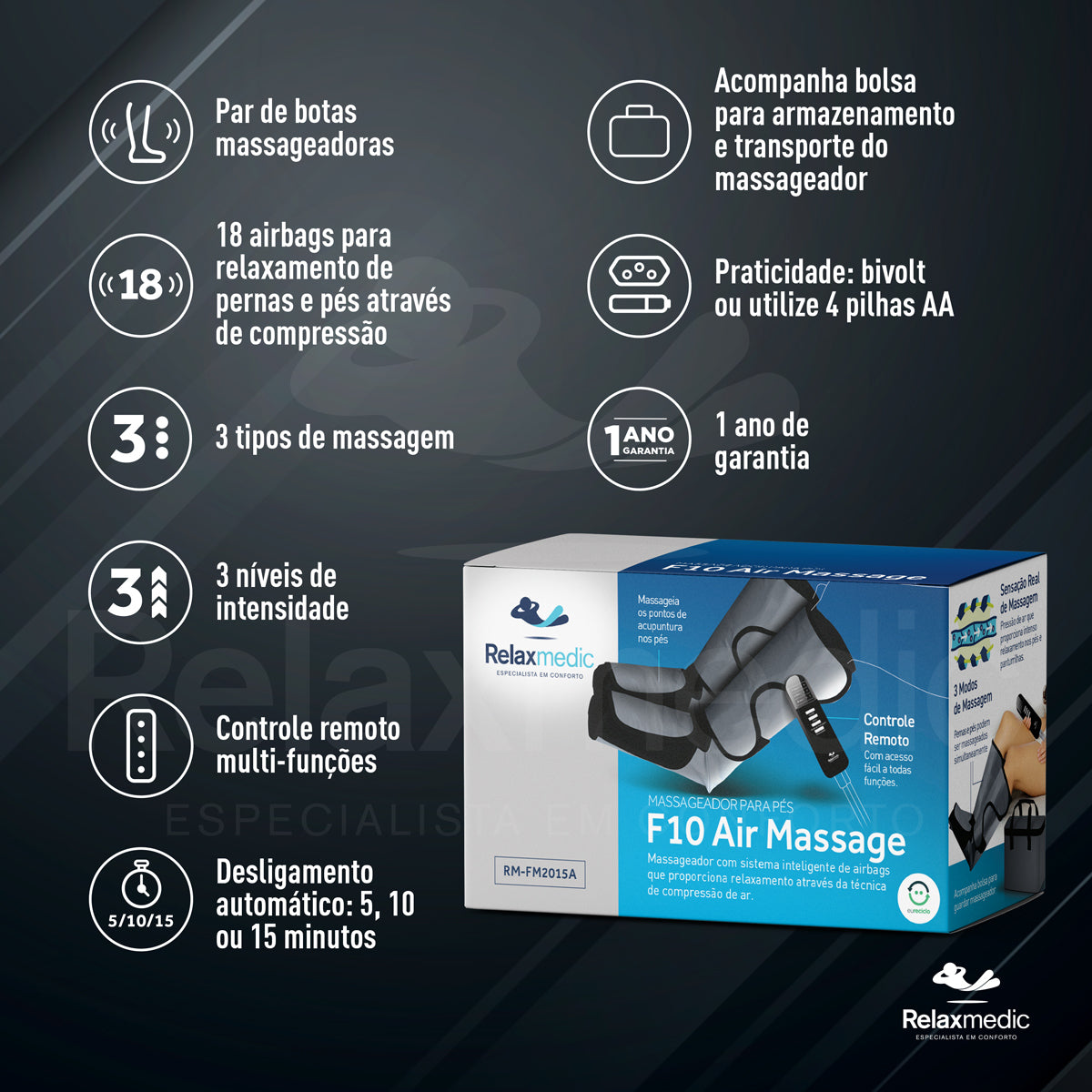 Bota Massageadora de Pés e Pernas F10 Massage