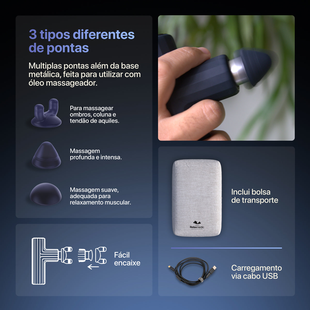 Pistola Massageadora Mini Deep Therapy Azul