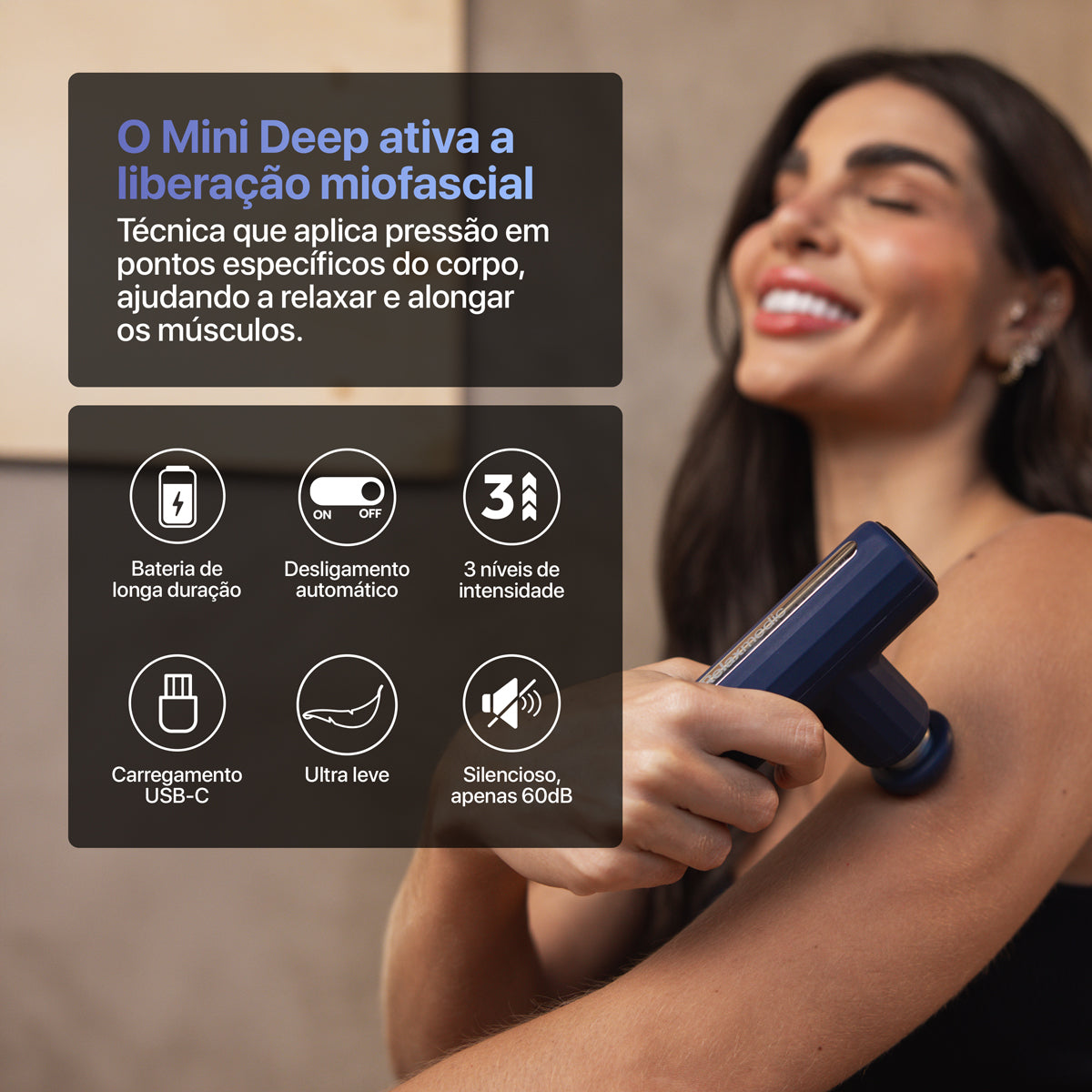 Pistola Massageadora Mini Deep Therapy Azul