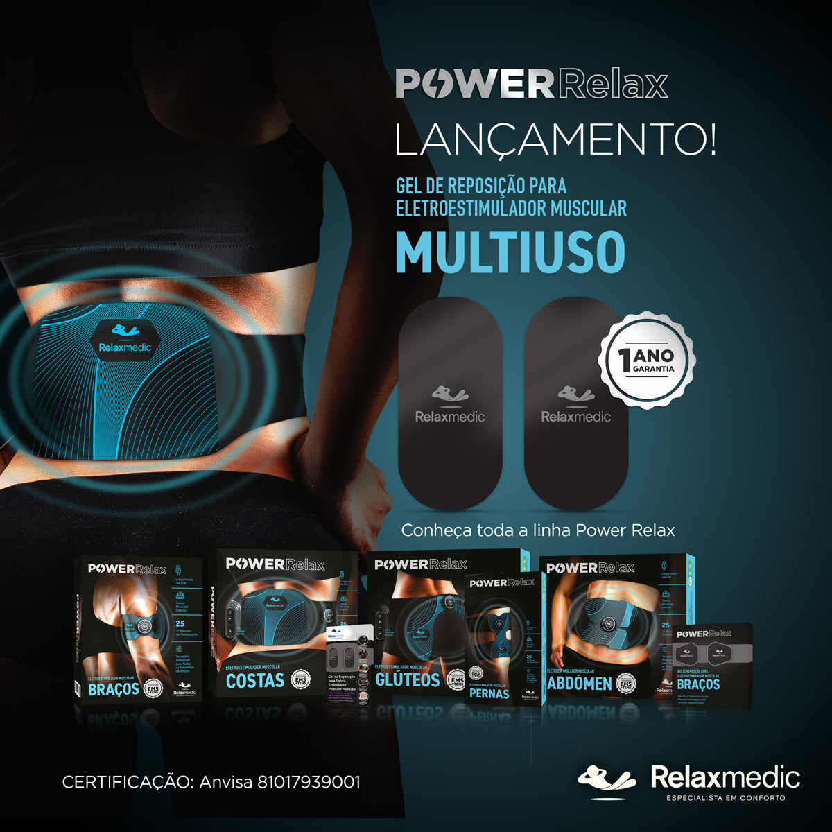 Gel Reposição Eletroestimulador Muscular Multiuso Power Relax