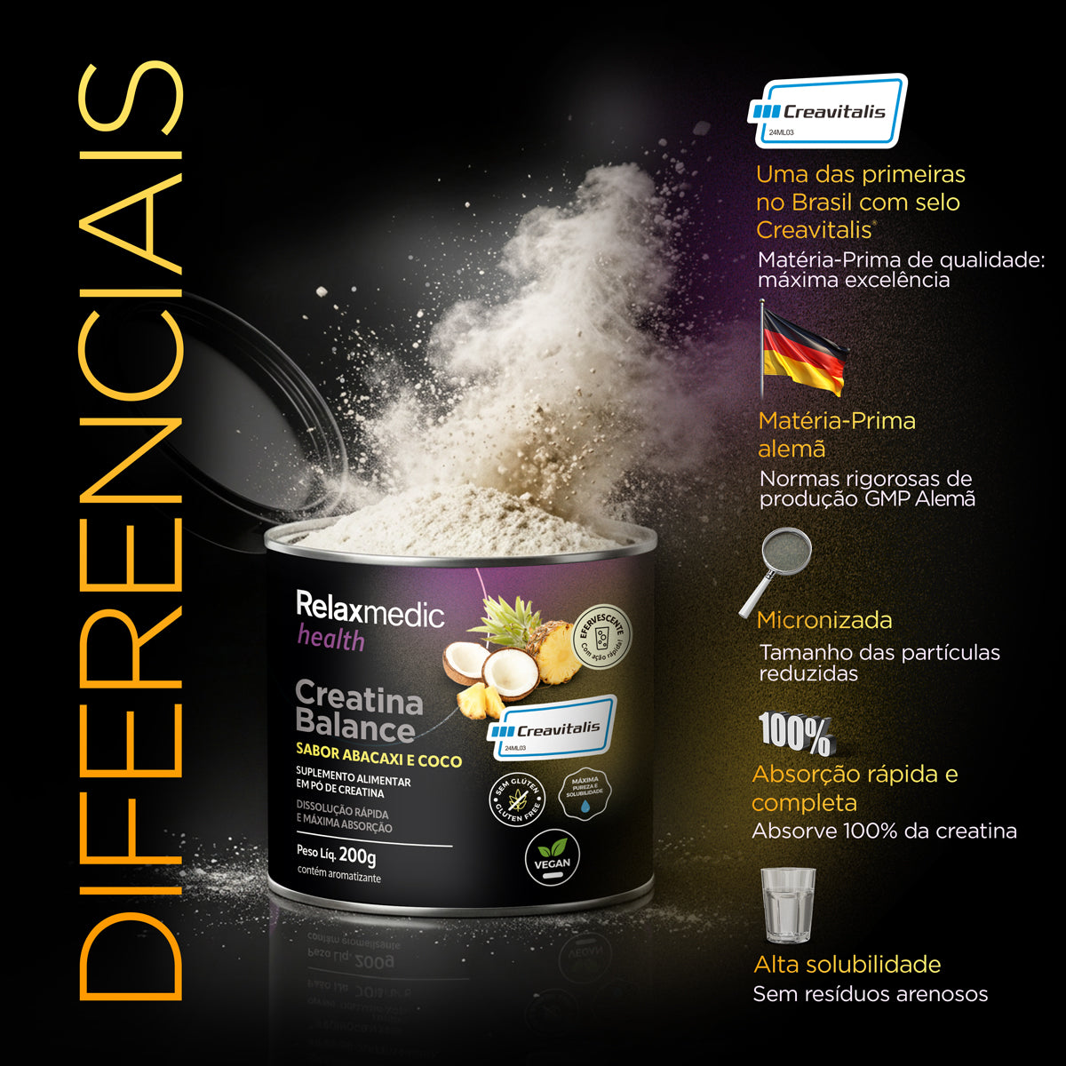 Creatina Balance - Sabor Abacaxi & Coco 200g