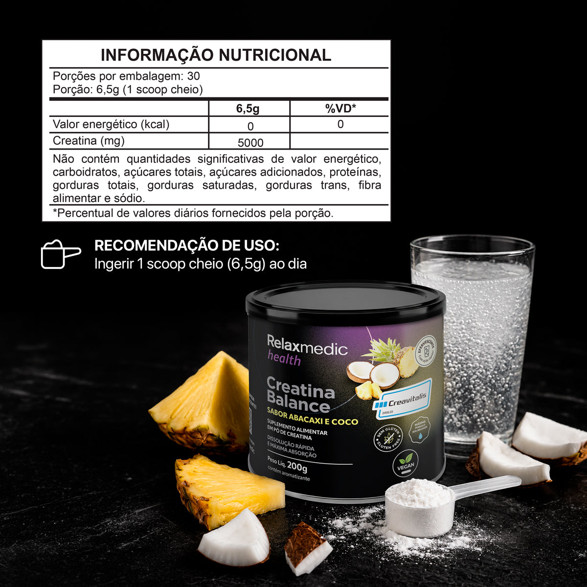 Creatina Balance - Sabor Abacaxi & Coco 200g