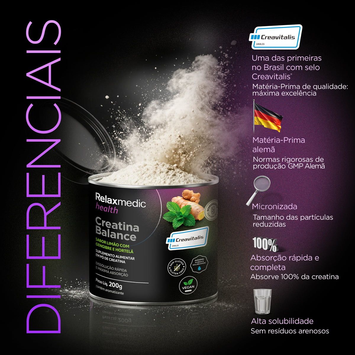 Creatina Balance - Sabor Hortelã e Gengibre