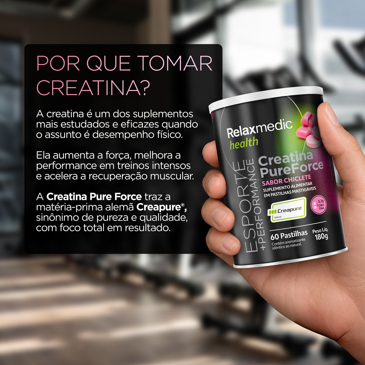Creatina Pure Force - Sabor Chiclete 60 Cápsulas
