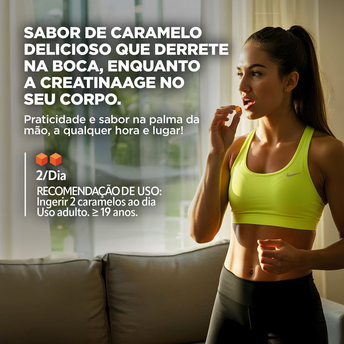 Creatina Dado de Caramelo 100% Pura Alemã Creavitalis® 60un