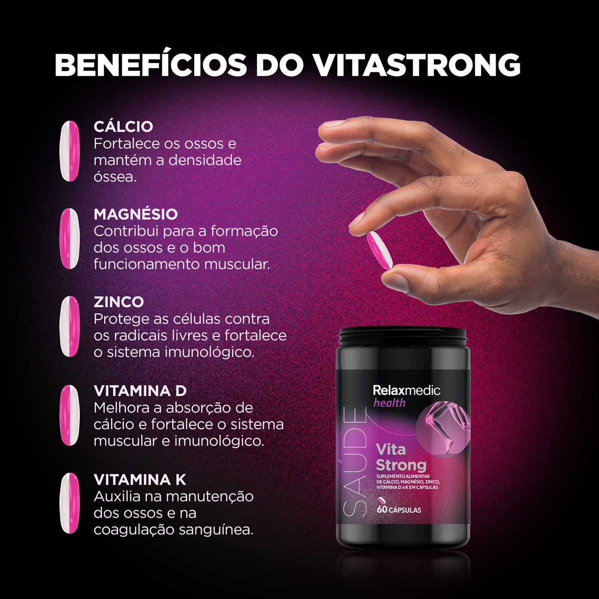 Suplemento Alimentar De Cálcio - 60 Cápsulas