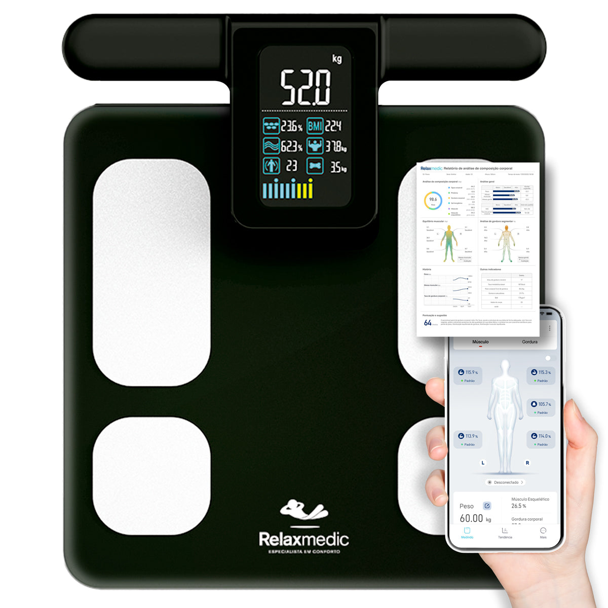 Balança Digital de Bioimpedância BodyScan Pro Preta