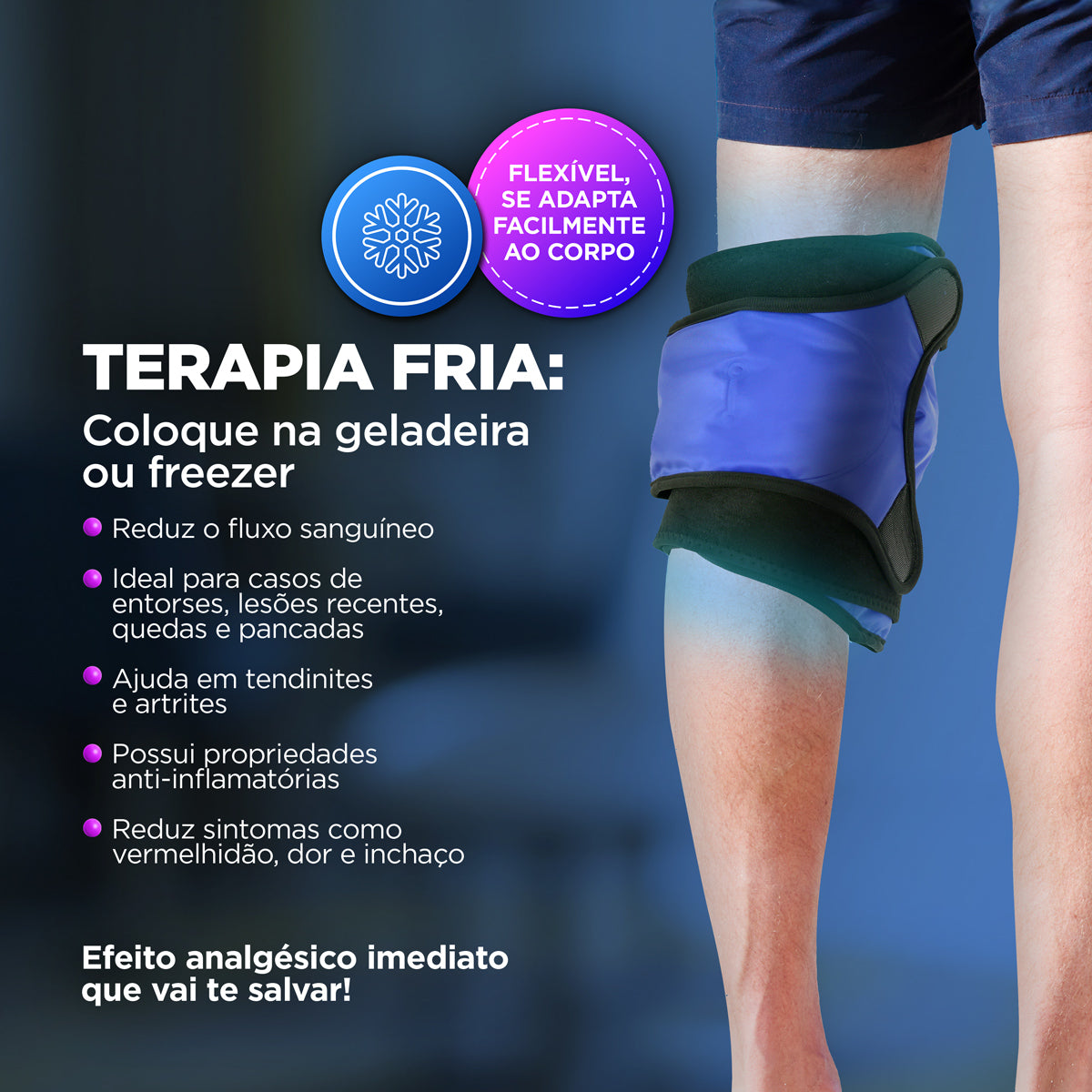 Bolsa Térmica Gel Full Joelho Azul