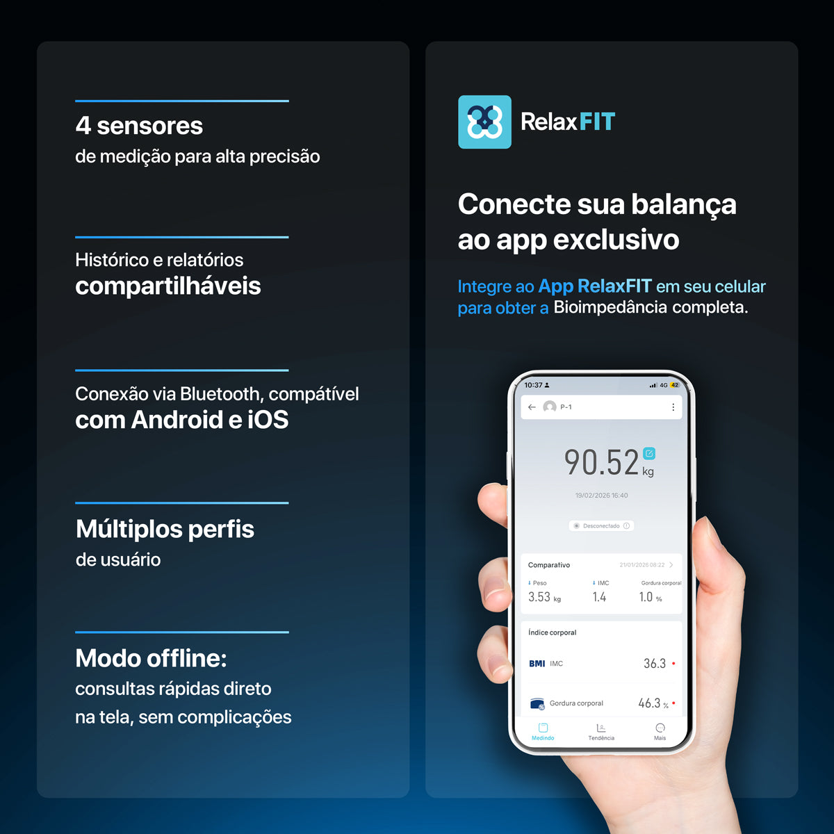 Balança de Bioimpedância Smart Visiox