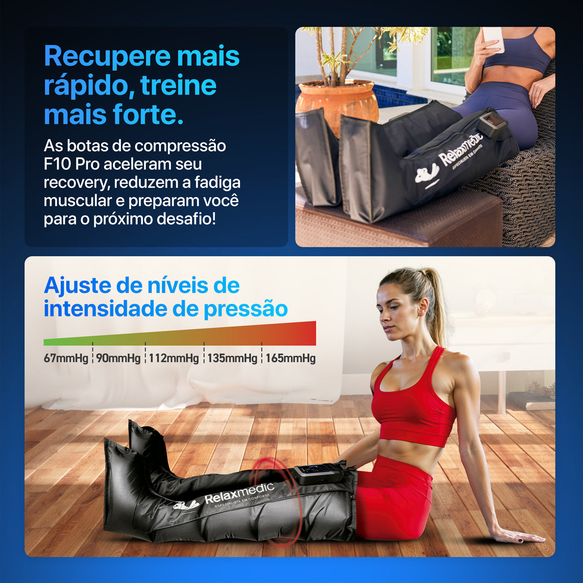 Bota de Compressão Pneumática F10 Pro – Acompanha Bolsa de Transporte