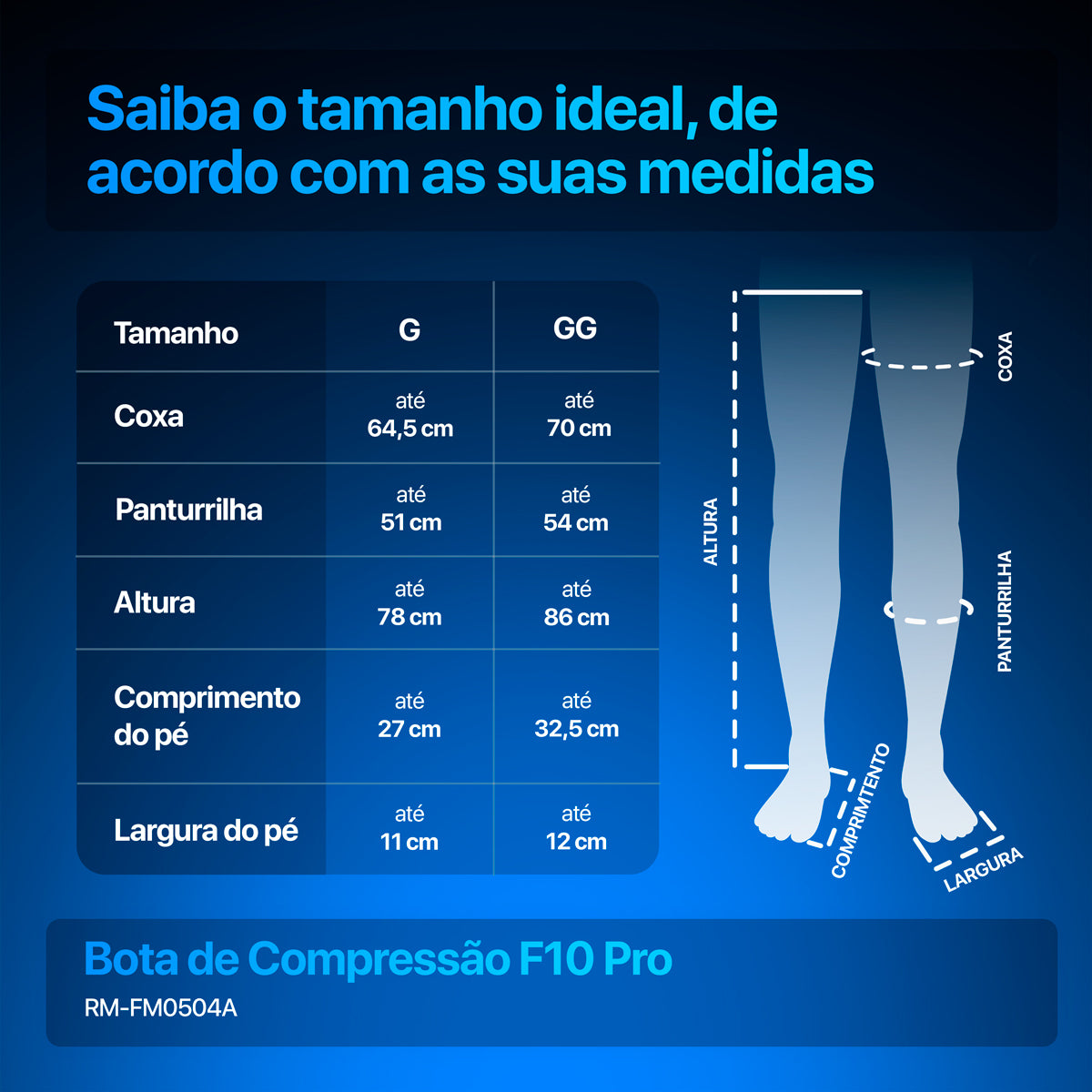Bota de Compressão Pneumática F10 Pro – Acompanha Bolsa de Transporte
