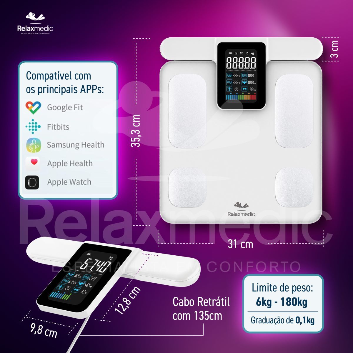 Kit Creatina Balance 300g + Balança Bodyscan Pro Branca