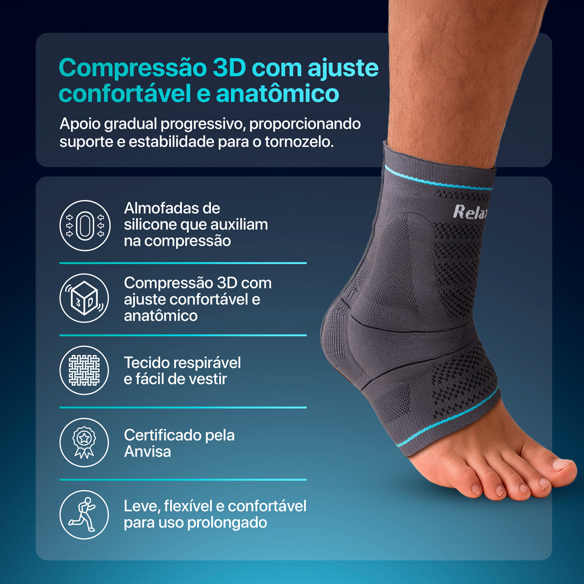 Tornozeleira Elástica de Compressão Aderis