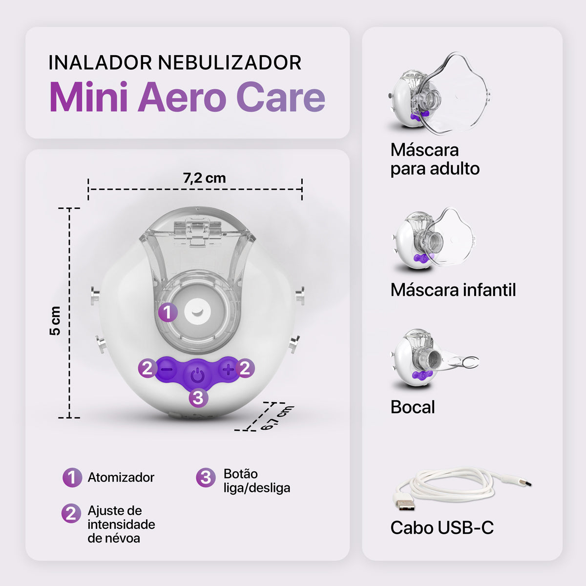 Inalador Nebulizador Hands Free Mini Aero Care