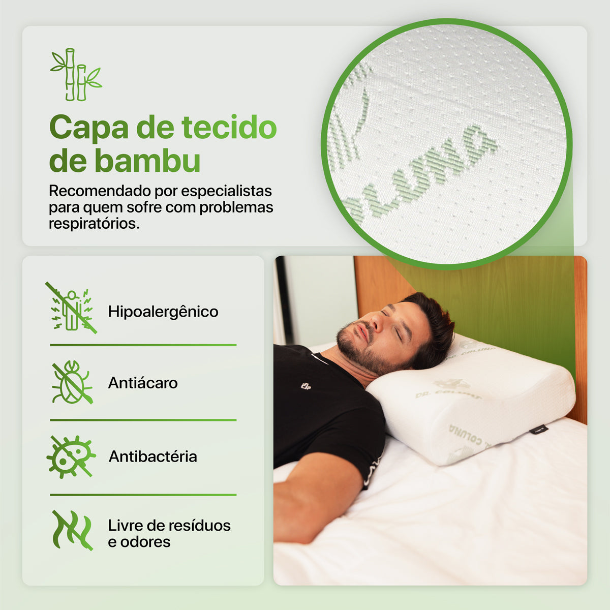 Travesseiro Ortopédico Nasa Bambu Dr. Coluna