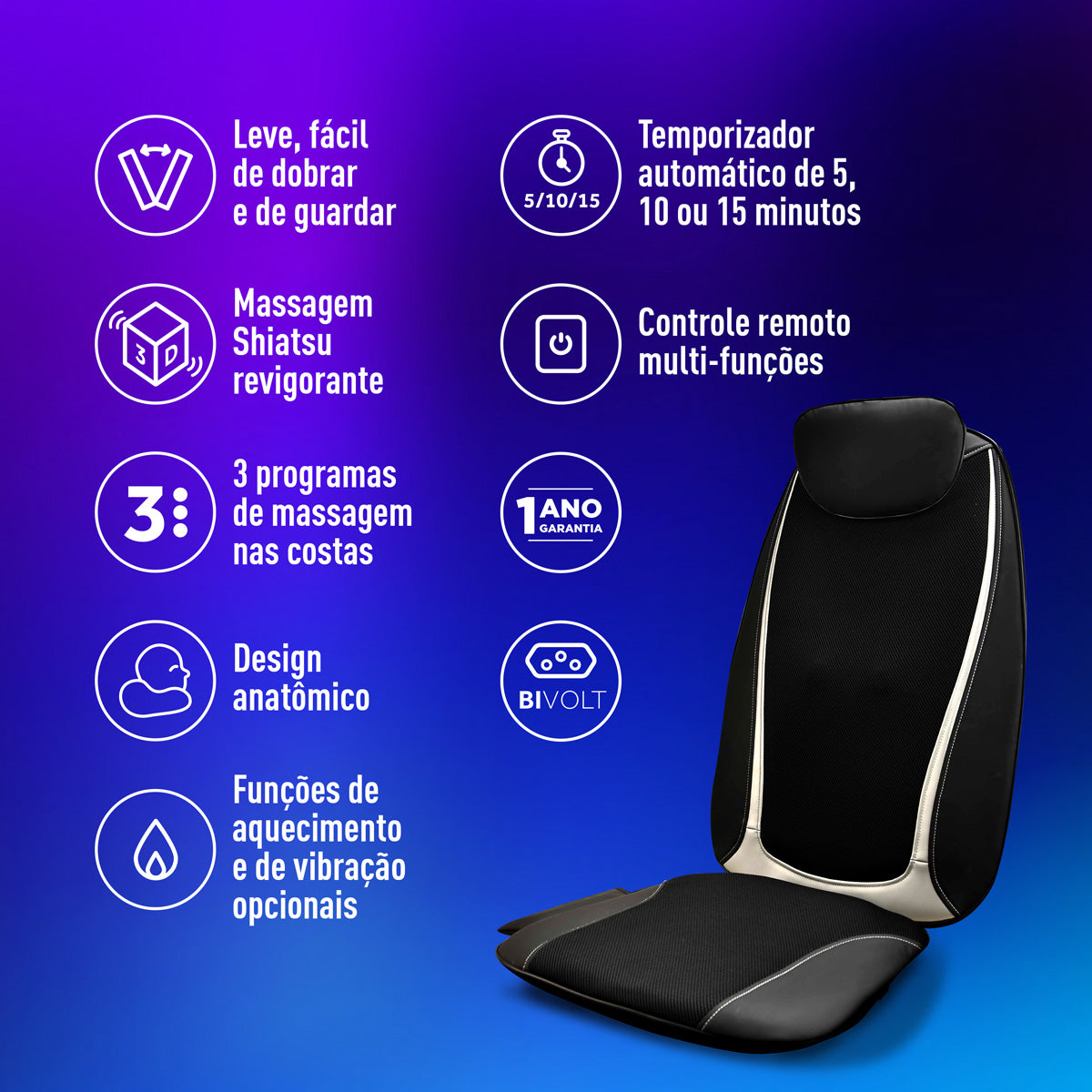 Assento Massageador Shiatsu R18