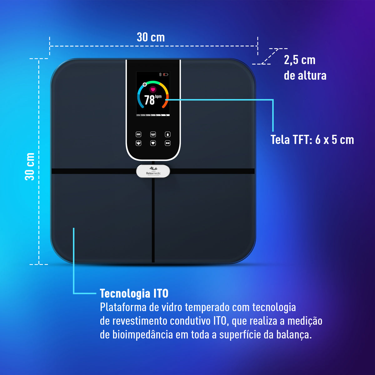 Balança de Bioimpedância Digital Intelligence Plus