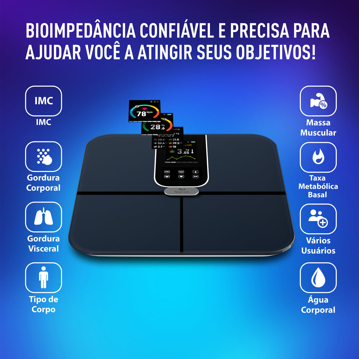 Balança de Bioimpedância Digital Intelligence Plus