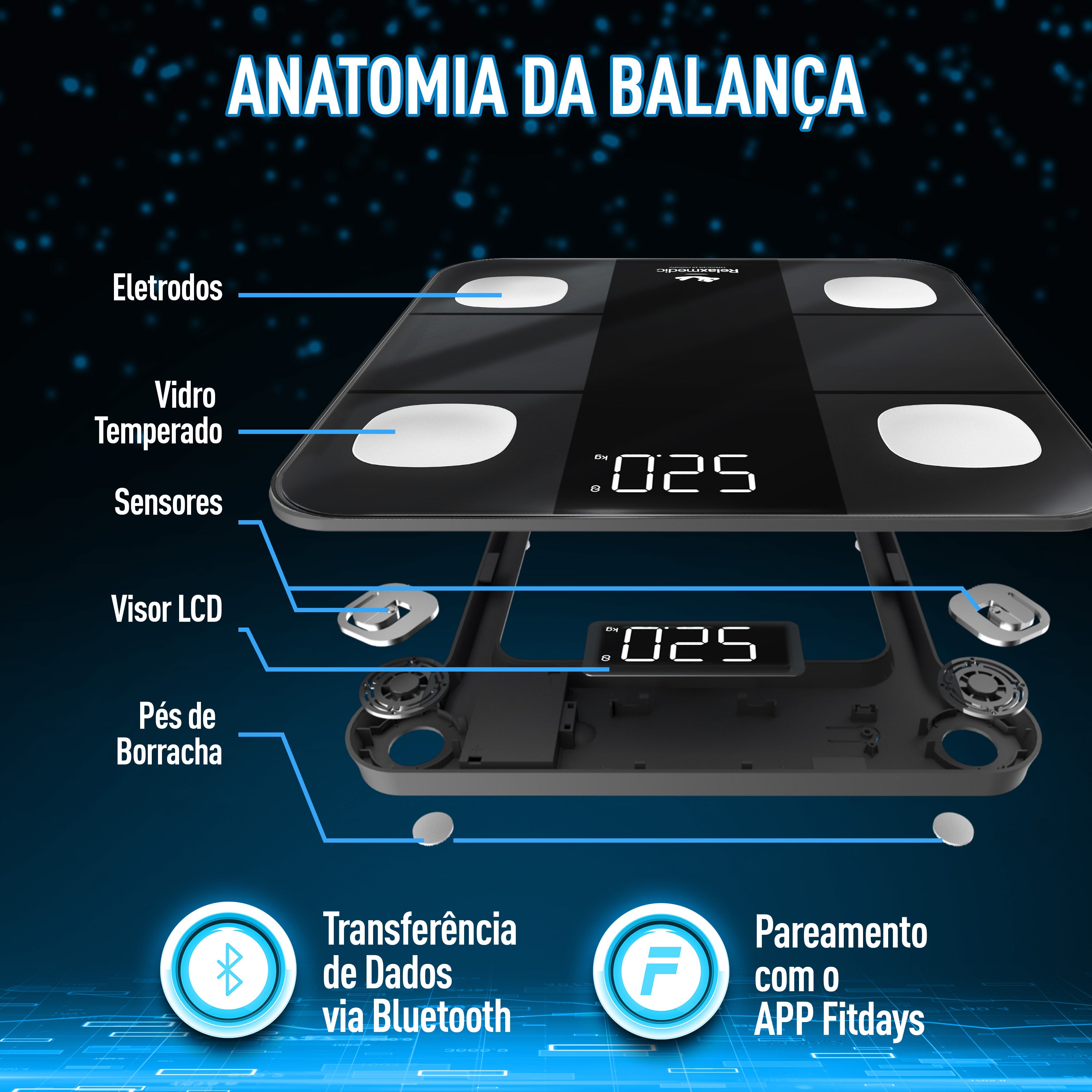 Balança de Bioimpedância Digital Smart