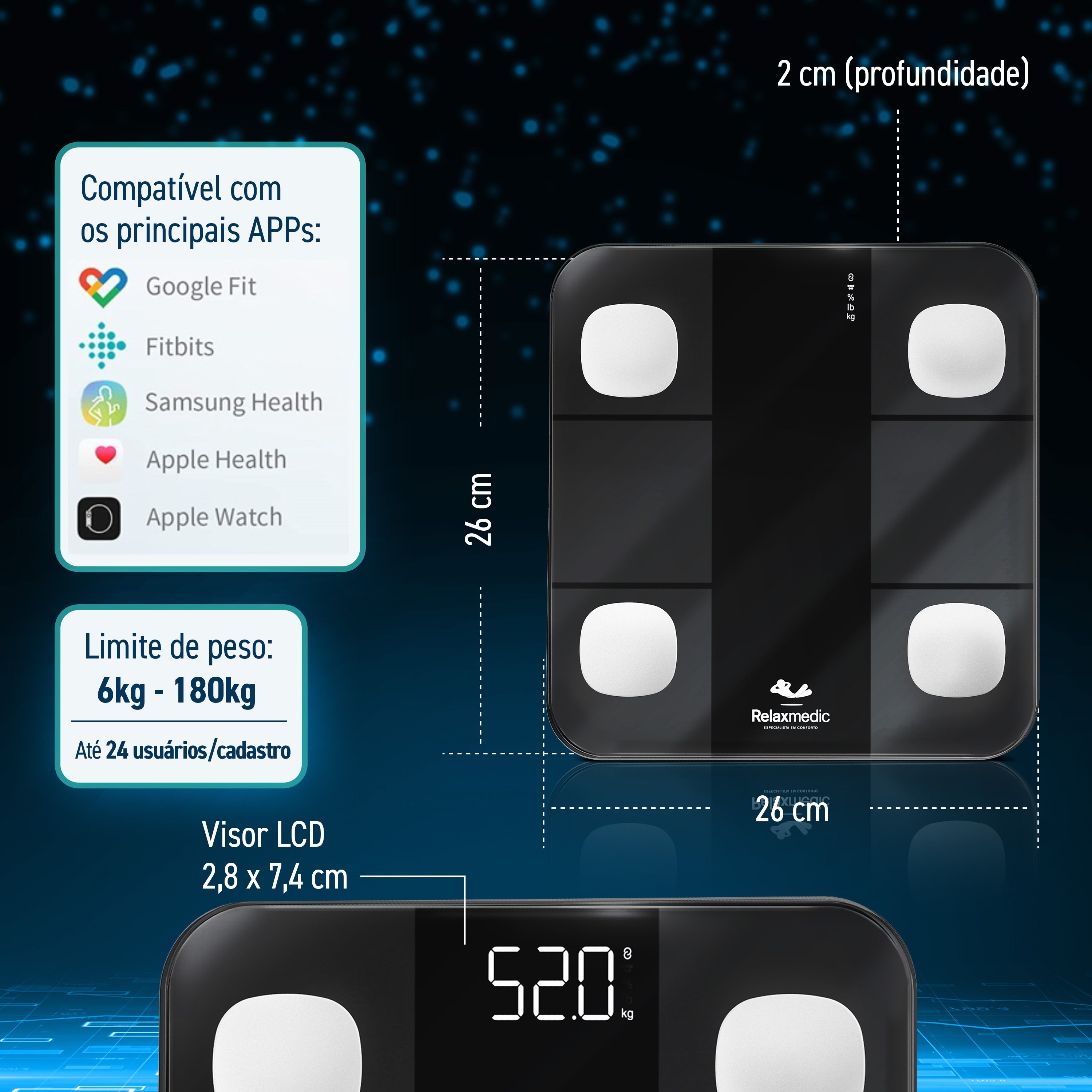 Balança de Bioimpedância Digital Smart