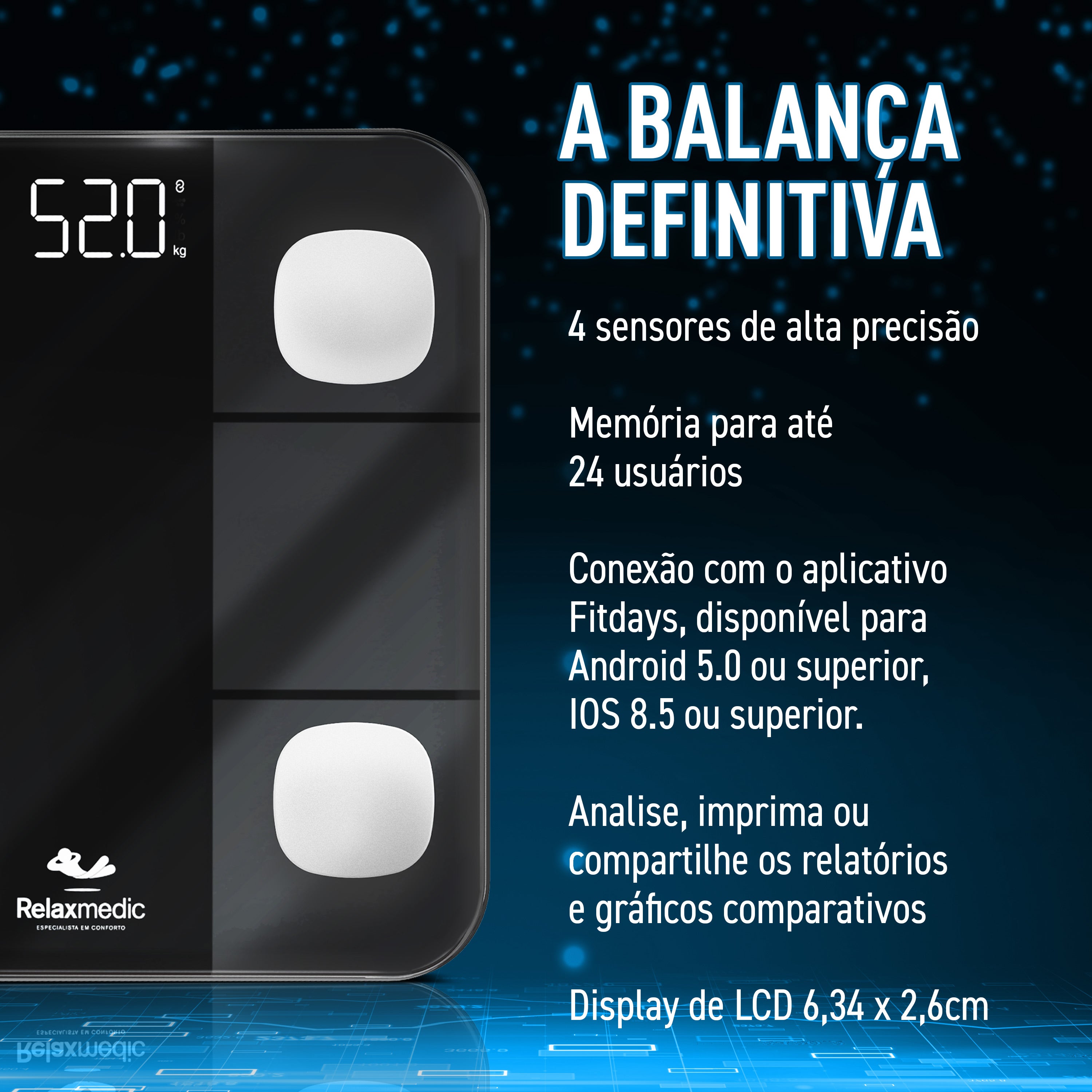 Balança de Bioimpedância Digital Smart