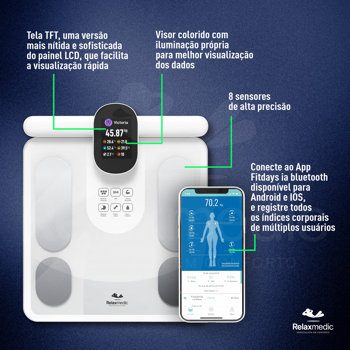 Balança de Bioimpedância Bodyscan Vision Branca