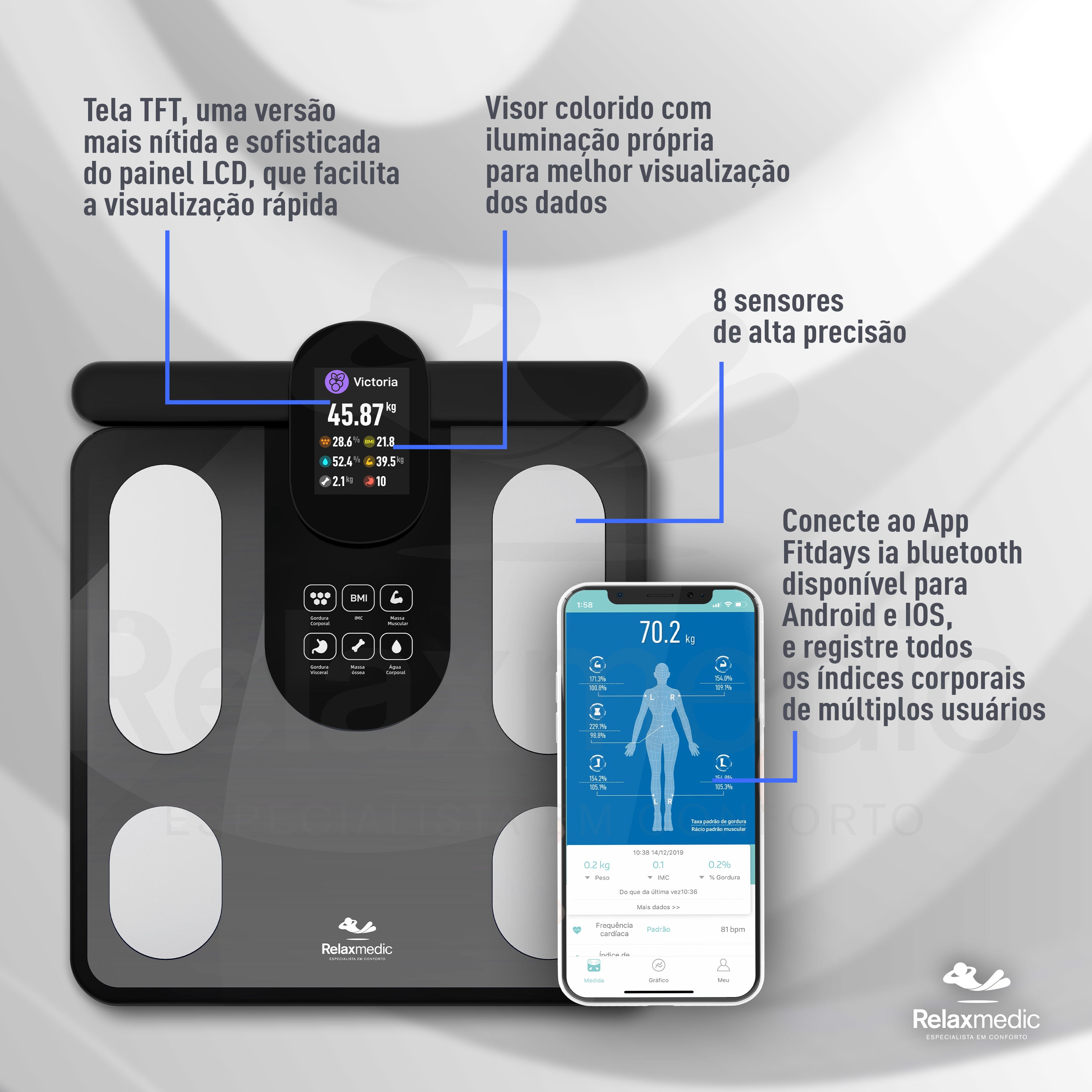 Balança de Bioimpedância Bodyscan Vision Preta