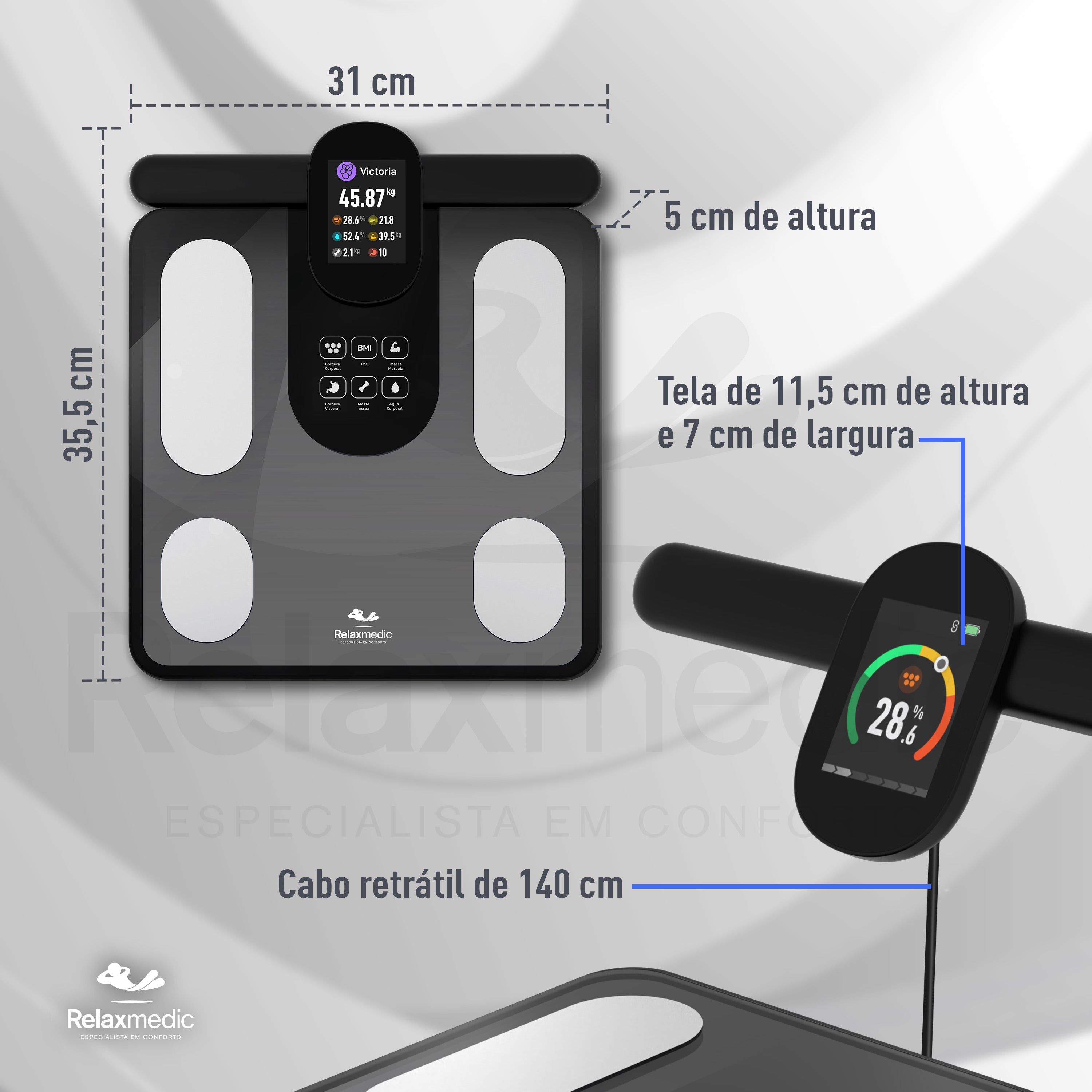 Balança de Bioimpedância Bodyscan Vision Preta