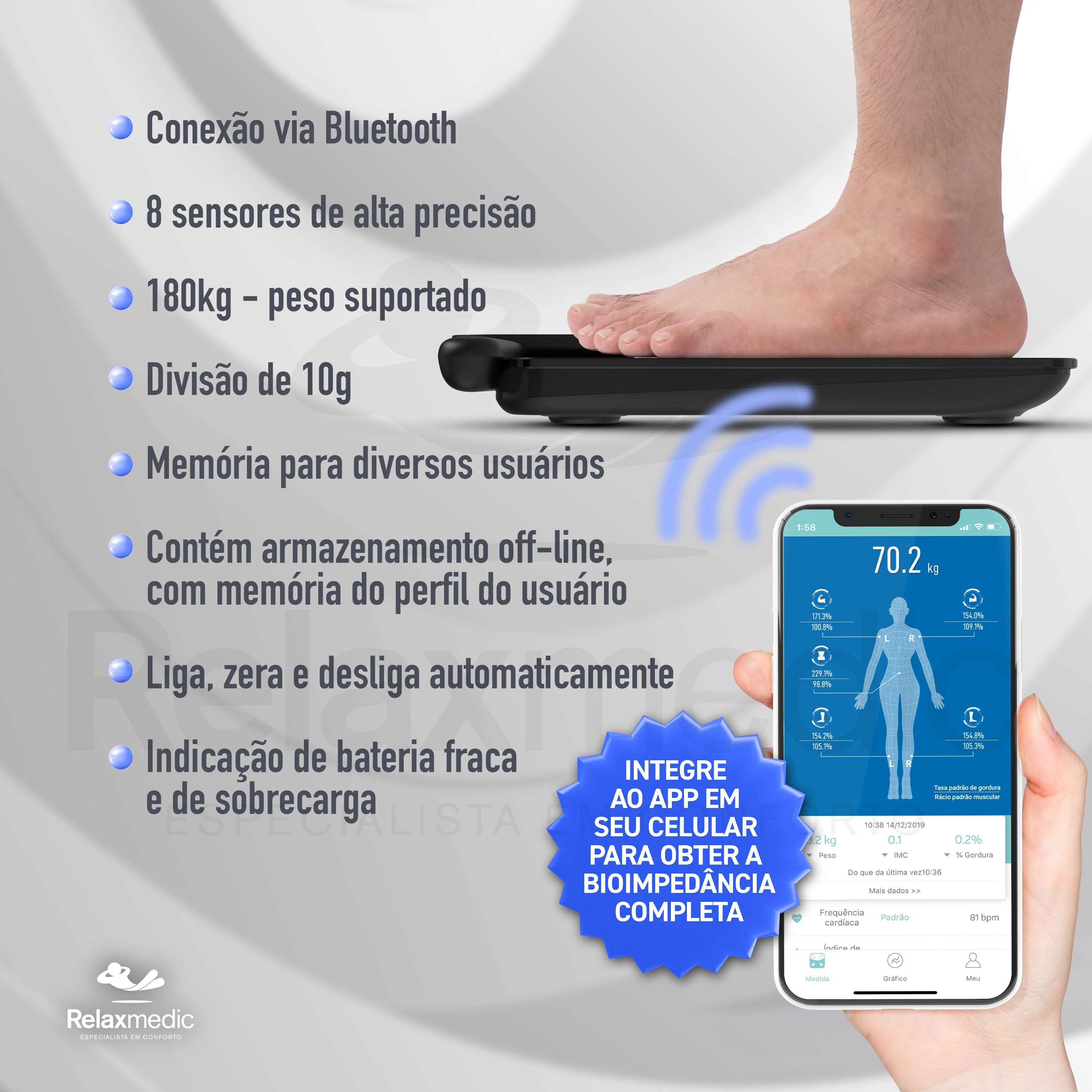 Balança de Bioimpedância Bodyscan Vision Preta