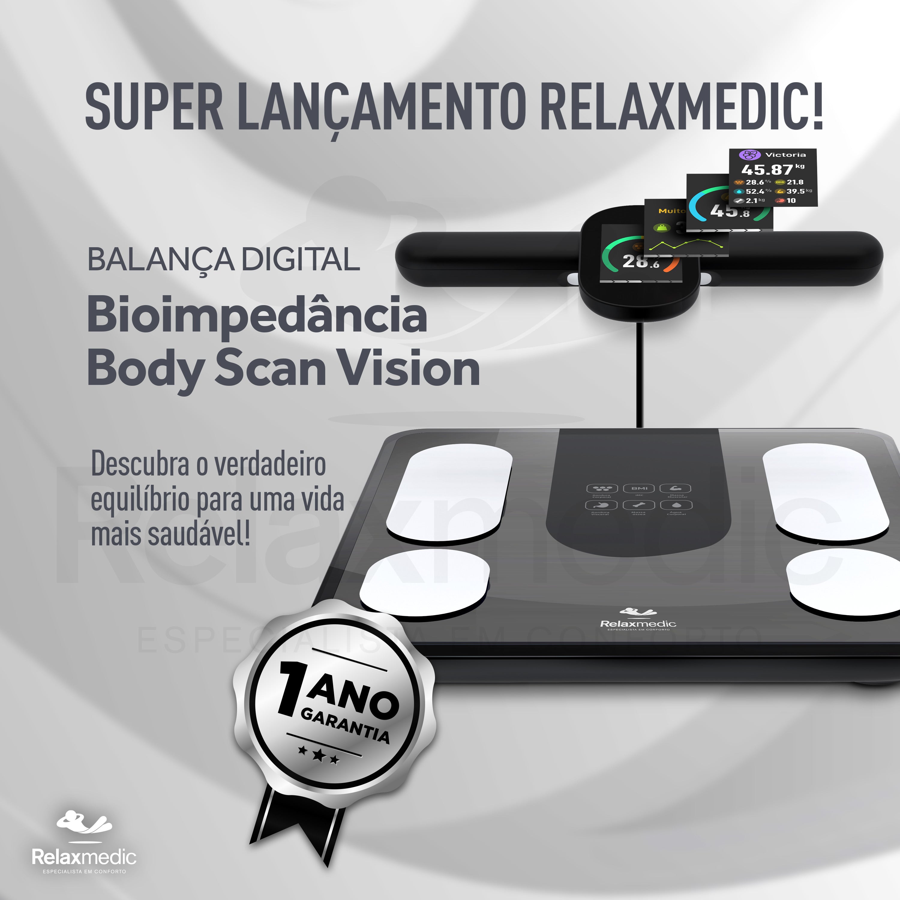 Balança de Bioimpedância Bodyscan Vision Preta