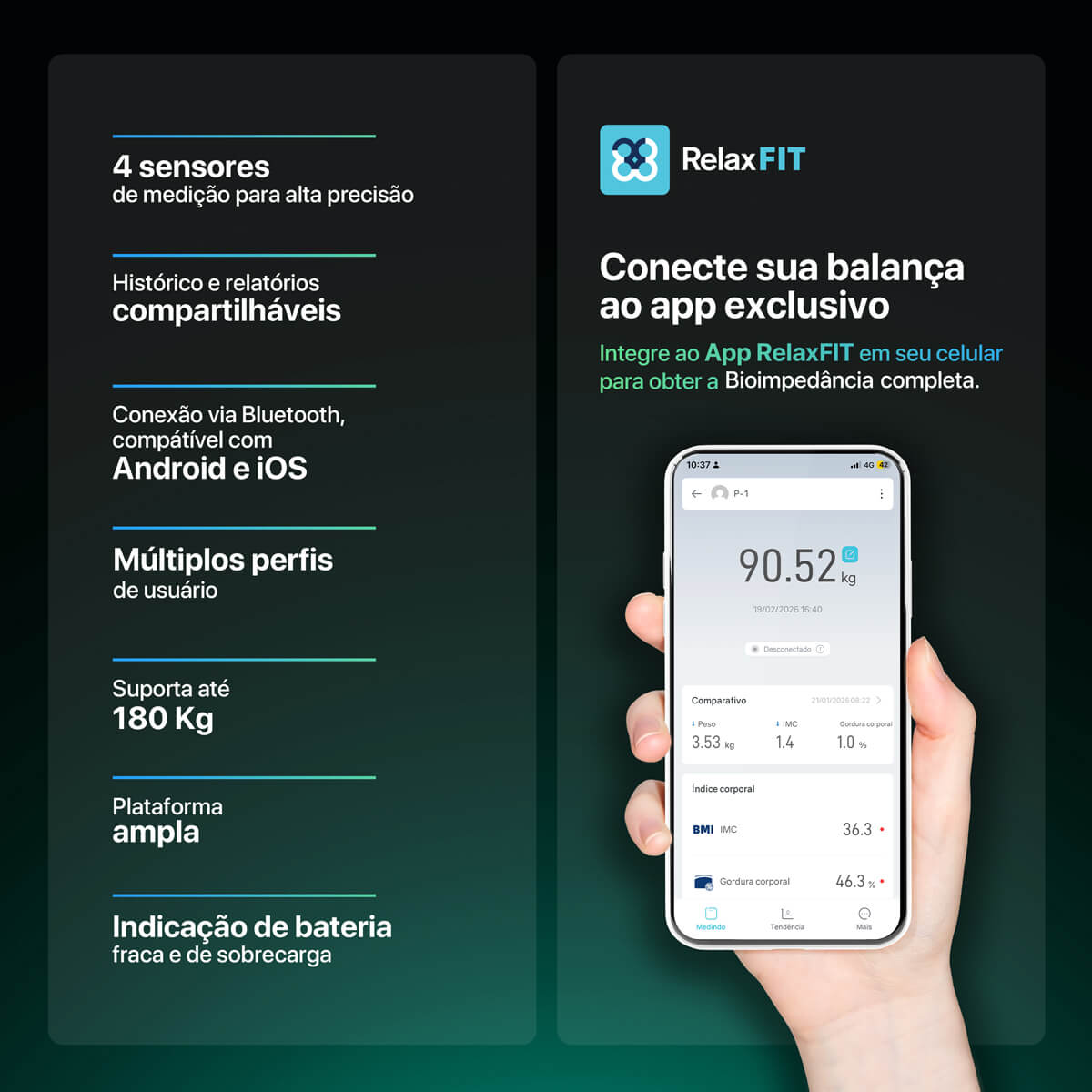 Balança Digital de Bioimpedância Smart Neo