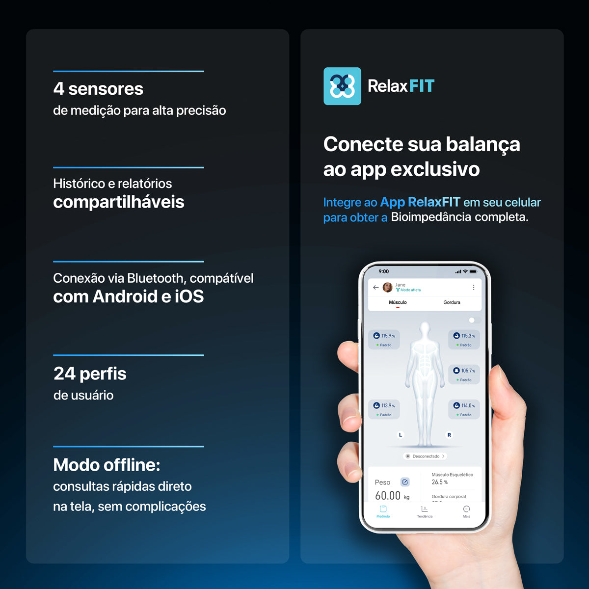 Balança de Bioimpedância Smart Visiox