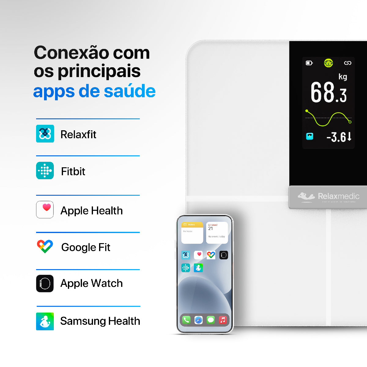 Balança Digital de Bioimpedância Intelligence Wi-Fi