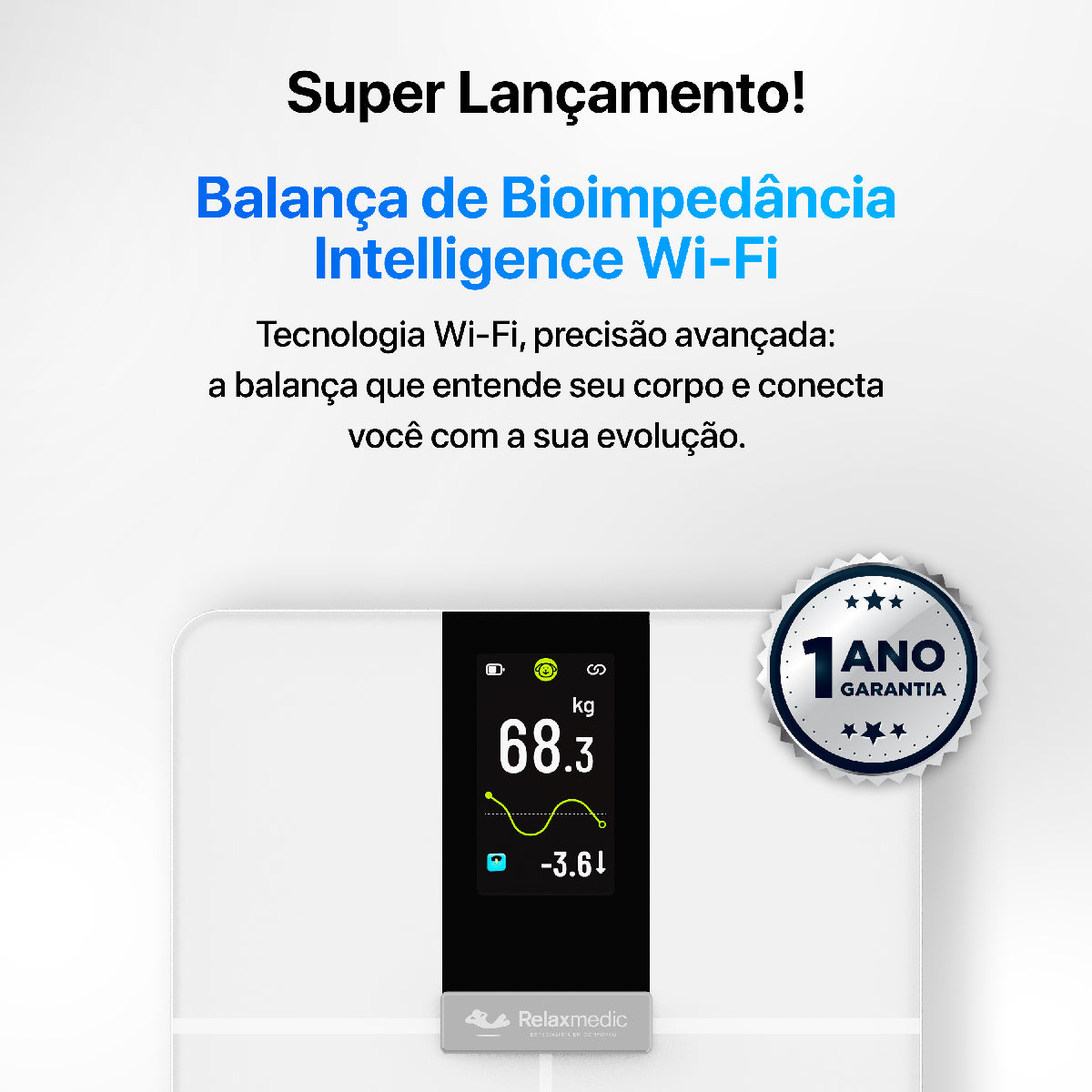 Balança Digital de Bioimpedância Intelligence Wi-Fi