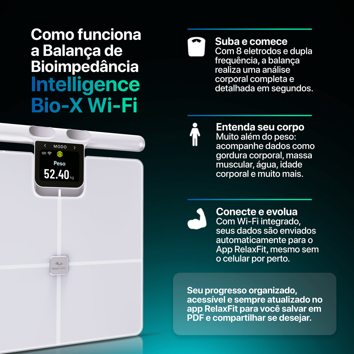 Balança de Bioimpedância Intelligence Bio-X Wi-Fi