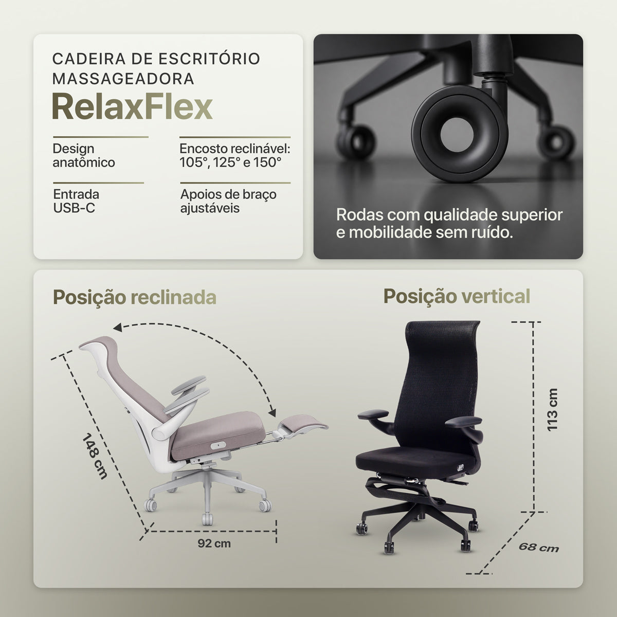 Cadeira de Escritório Massageadora Shiatsu Relaxflex
