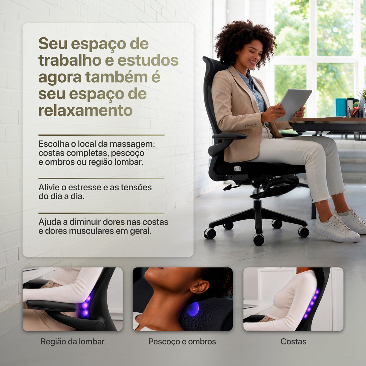 Cadeira de Escritório Massageadora Shiatsu Relaxflex