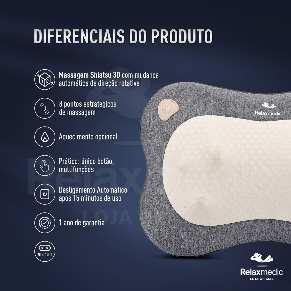 Almofada Massageadora Shiatsu Pilow Smart