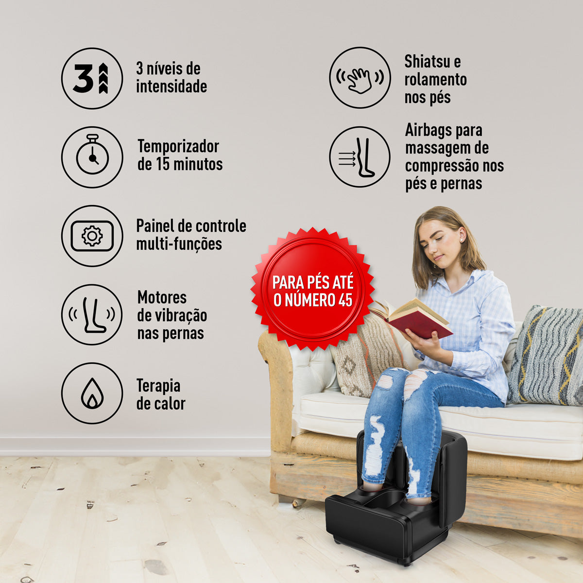 Massageador de Pés e Pernas Multi 4 em 1